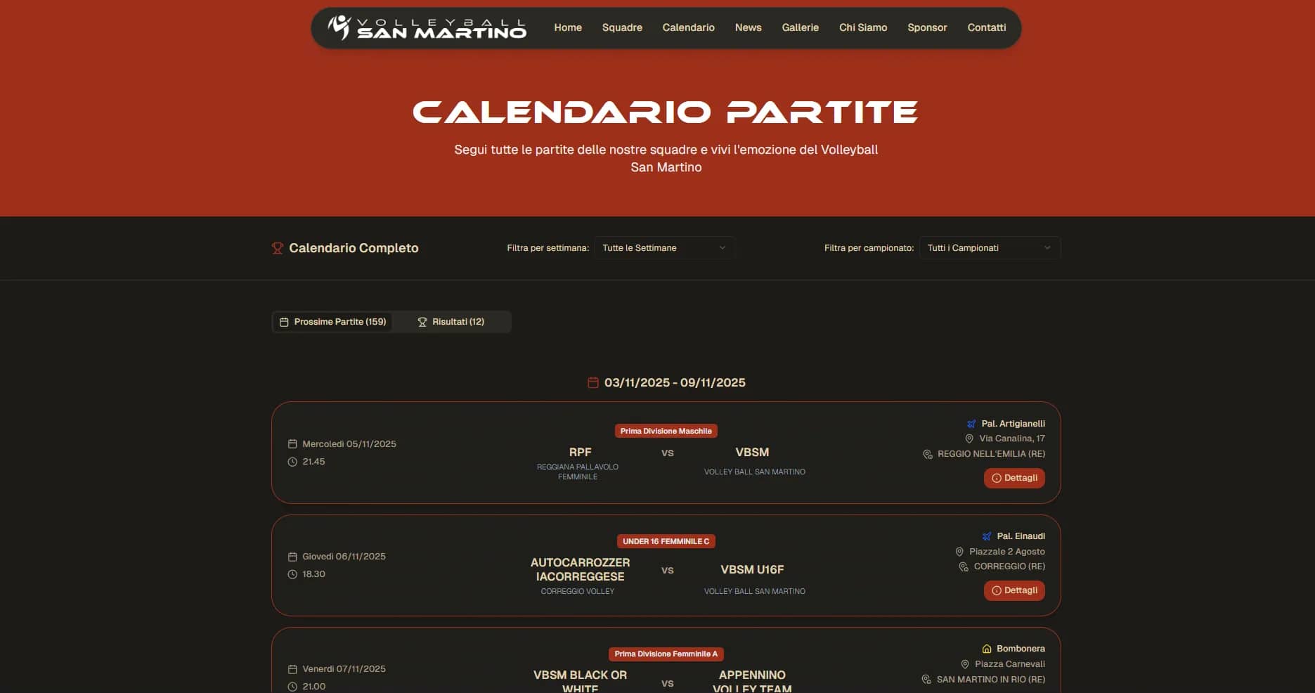 Nuova pagina “Calendario” sul sito Volleyball San Martino!